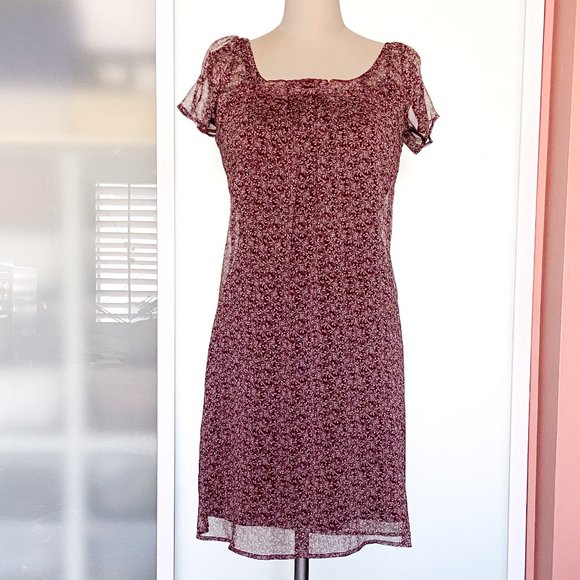 Mossimo Target maroon print shift dress size small - Picture 1 of 13